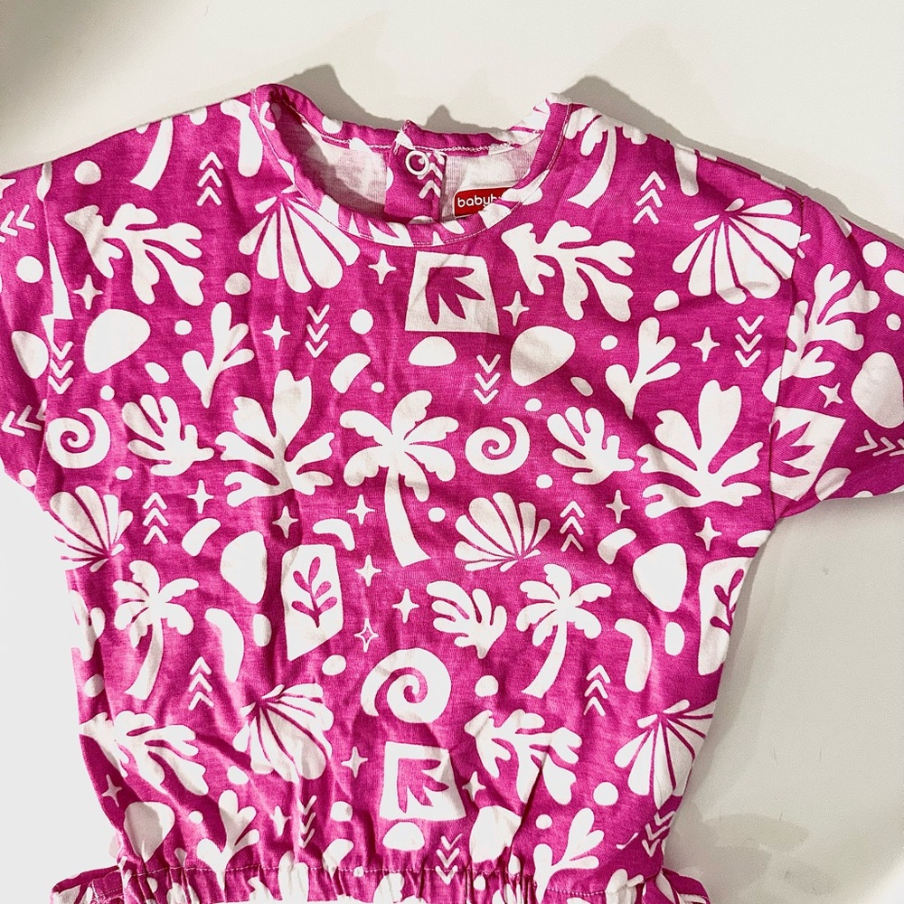 Tea Collection Baby Peplum Top | Pink Tropical Cinched Waist Tee 12–18M